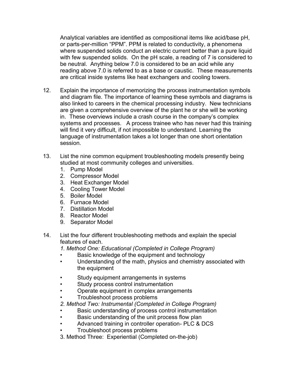 Preview page 7 of Instructor Manual with Test Bank Process Technology Troubleshooting 1st Edition By Charles Thomas