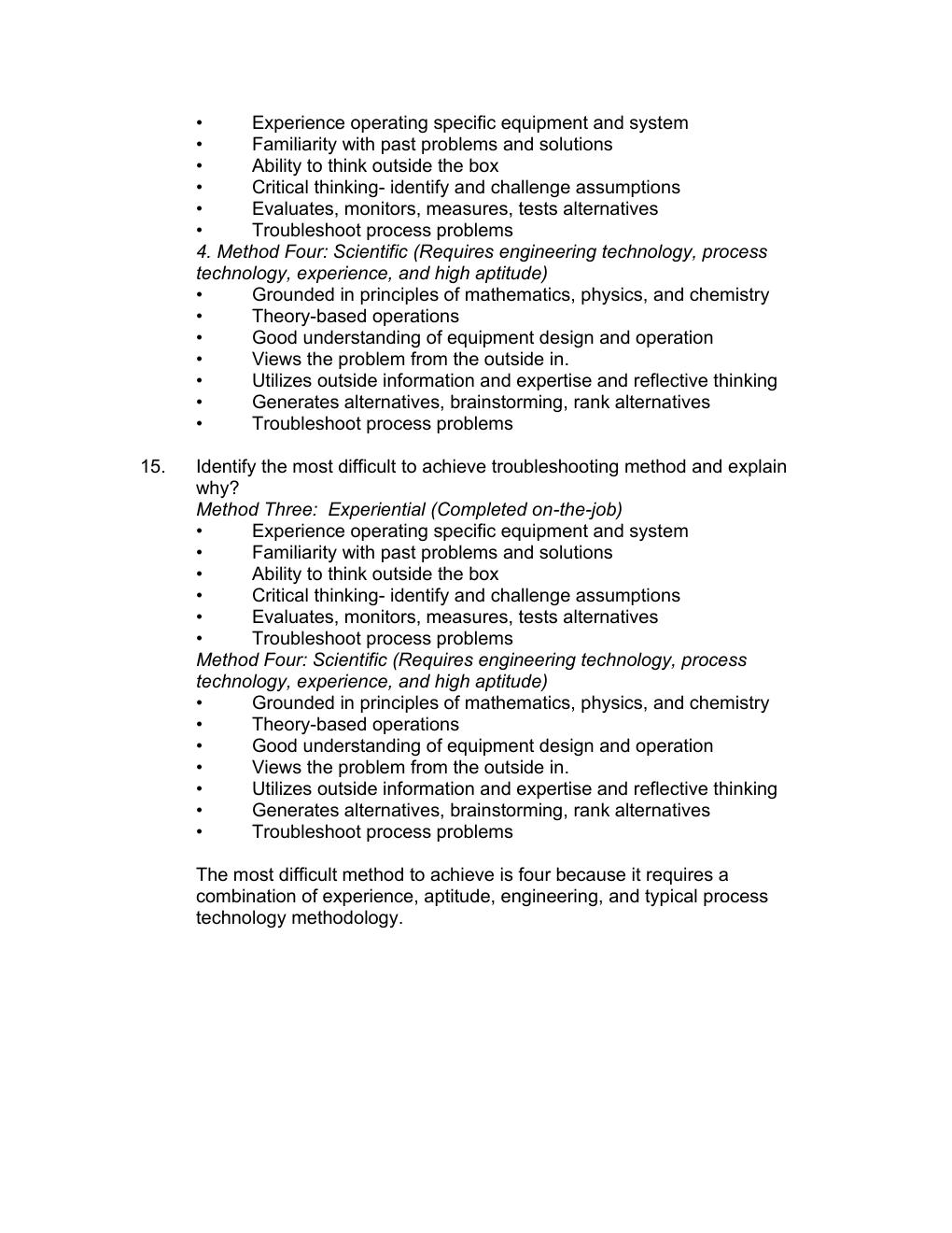 Preview page 8 of Instructor Manual with Test Bank Process Technology Troubleshooting 1st Edition By Charles Thomas