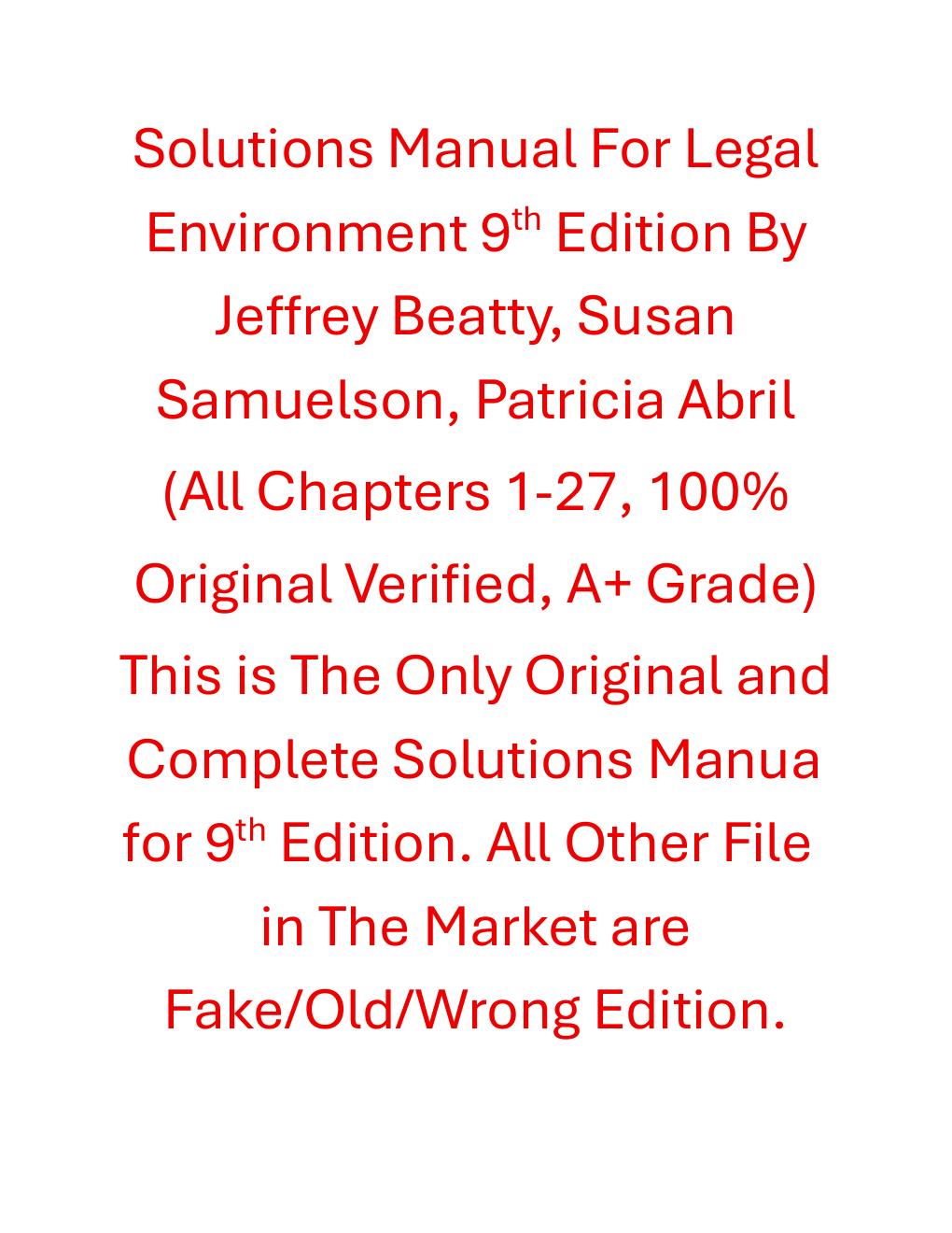 Preview page 2 of Solutions Manual Legal Environment 9th Edition By Jeffrey Beatty, Susan Samuelson, Patricia Abril