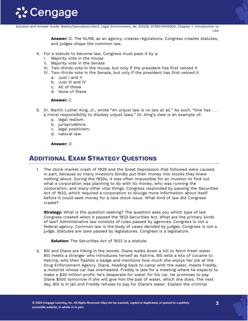 Preview page 4 of Solutions Manual Legal Environment 9th Edition By Jeffrey Beatty, Susan Samuelson, Patricia Abril