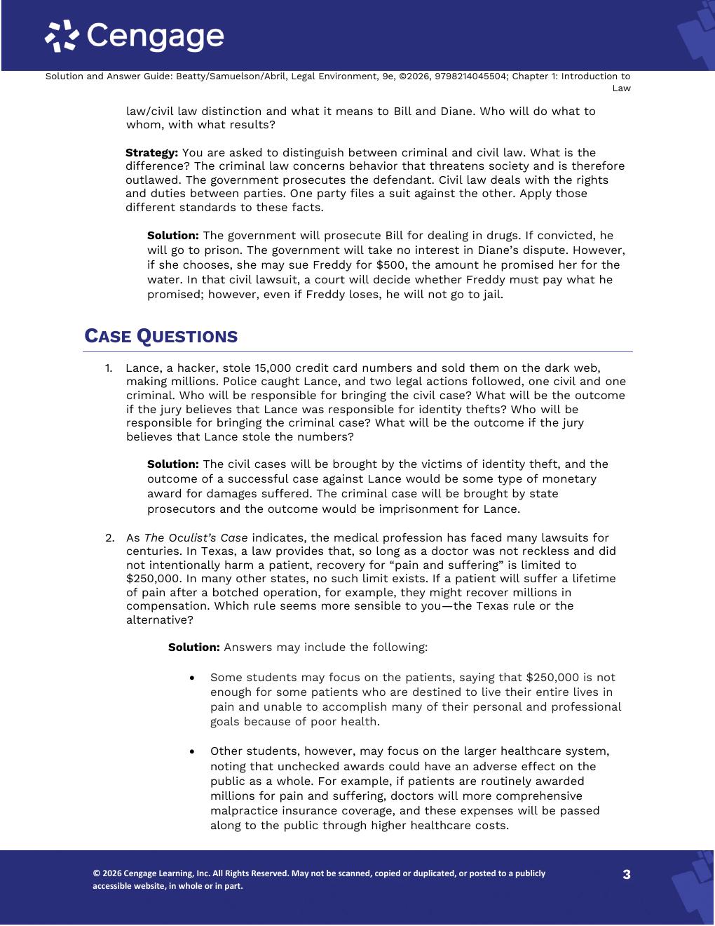 Preview page 5 of Solutions Manual Legal Environment 9th Edition By Jeffrey Beatty, Susan Samuelson, Patricia Abril