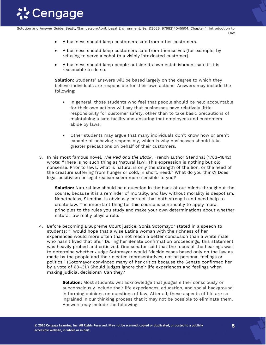Preview page 7 of Solutions Manual Legal Environment 9th Edition By Jeffrey Beatty, Susan Samuelson, Patricia Abril