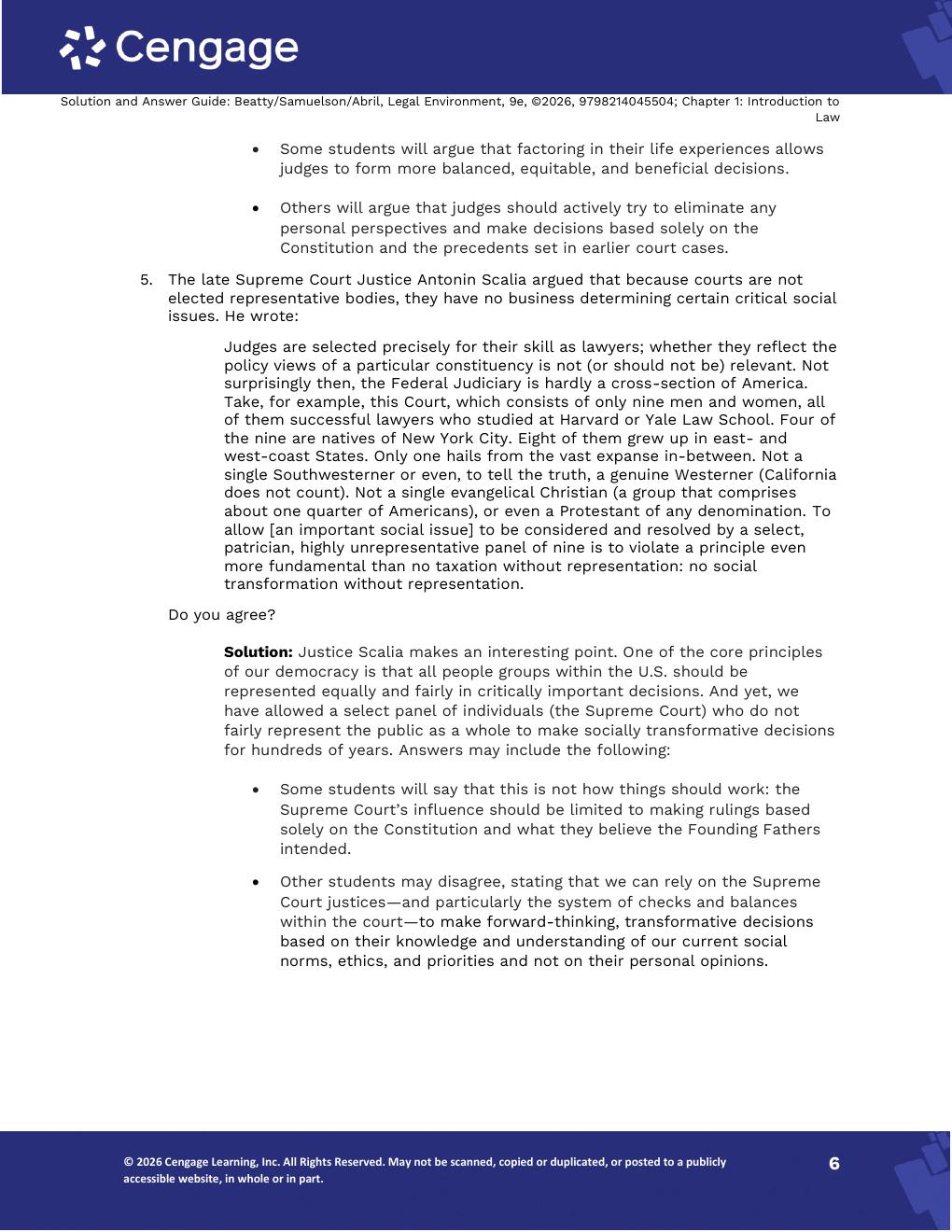 Preview page 8 of Solutions Manual Legal Environment 9th Edition By Jeffrey Beatty, Susan Samuelson, Patricia Abril