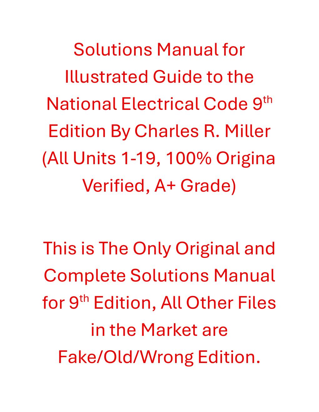 Preview page 2 of Solutions Manual Illustrated Guide to the National Electrical Code 9th Edition By Charles R. Miller