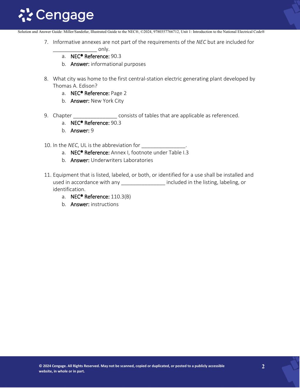 Preview page 4 of Solutions Manual Illustrated Guide to the National Electrical Code 9th Edition By Charles R. Miller