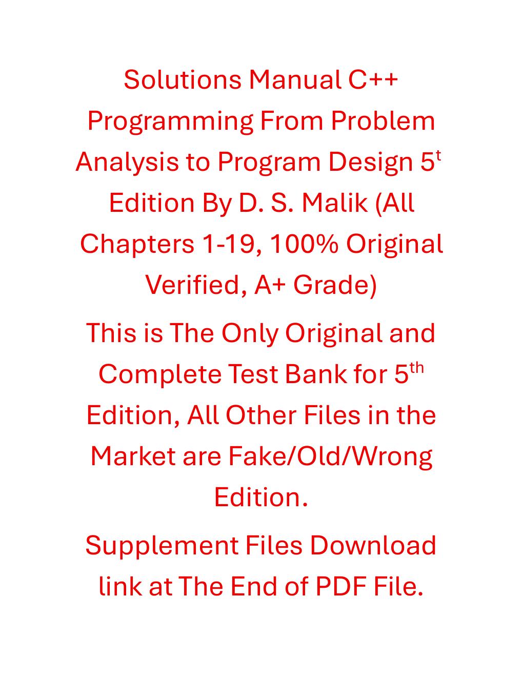 Preview page 2 of Solutions Manual C++ Programming From Problem Analysis to Program Design 5th Edition By D. S. Malik
