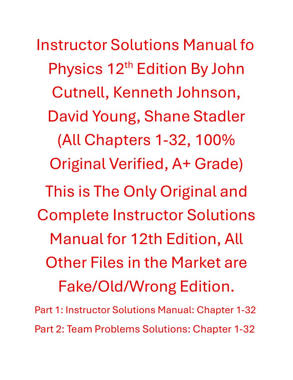 Preview page 2 of Solutions Manual Physics 12th Edition By John Cutnell, Kenneth Johnson, David Young, Shane Stadler