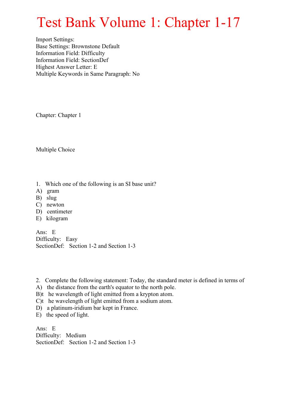 Preview page 3 of Test Bank Physics (Volume 1) 12th Edition By John Cutnell, Kenneth Johnson, David Young, Shane Stadler