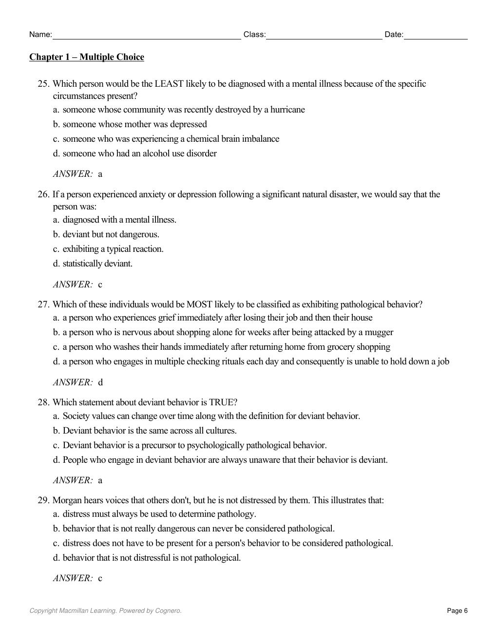 Preview page 8 of Test Bank Psychopathology Science and Practice 12th Edition By Ronald Comer, Jonathan Comer