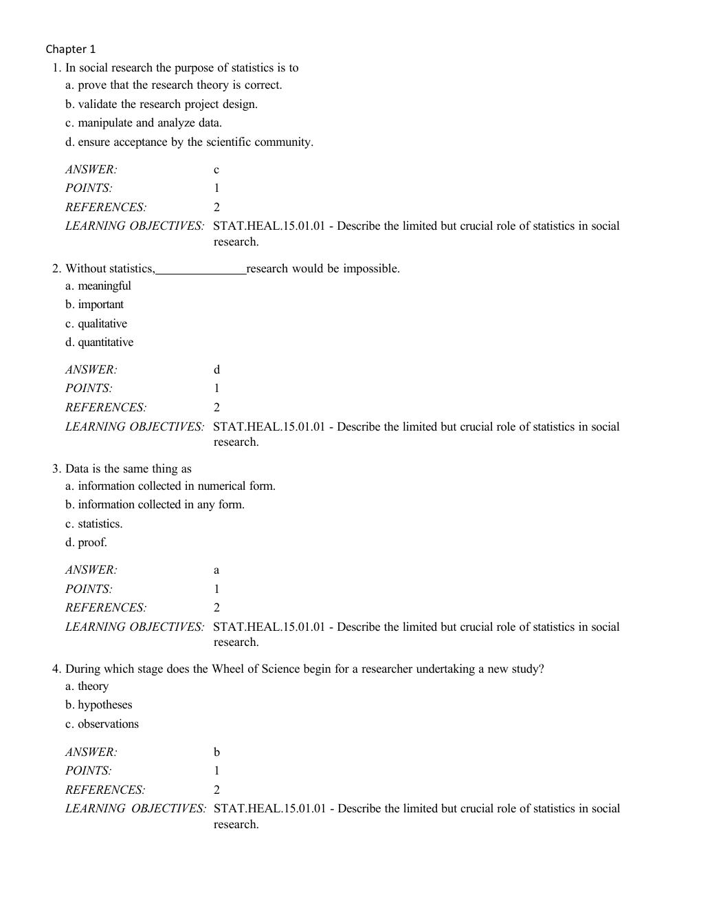 Preview page 3 of Test Bank Statistics A Tool for Social Research and Data Analysis 10th Edition By Joseph Healey