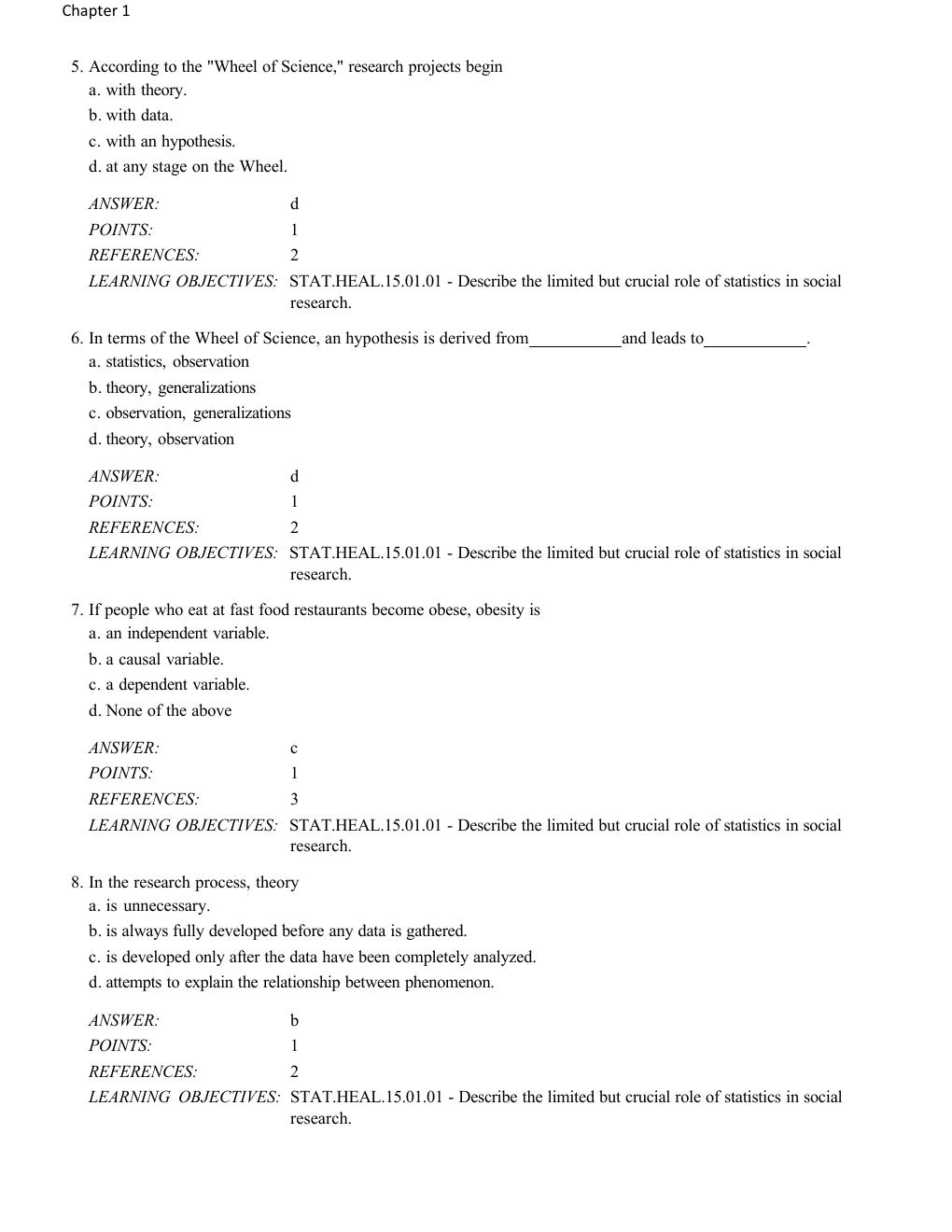 Preview page 5 of Test Bank Statistics A Tool for Social Research and Data Analysis 10th Edition By Joseph Healey