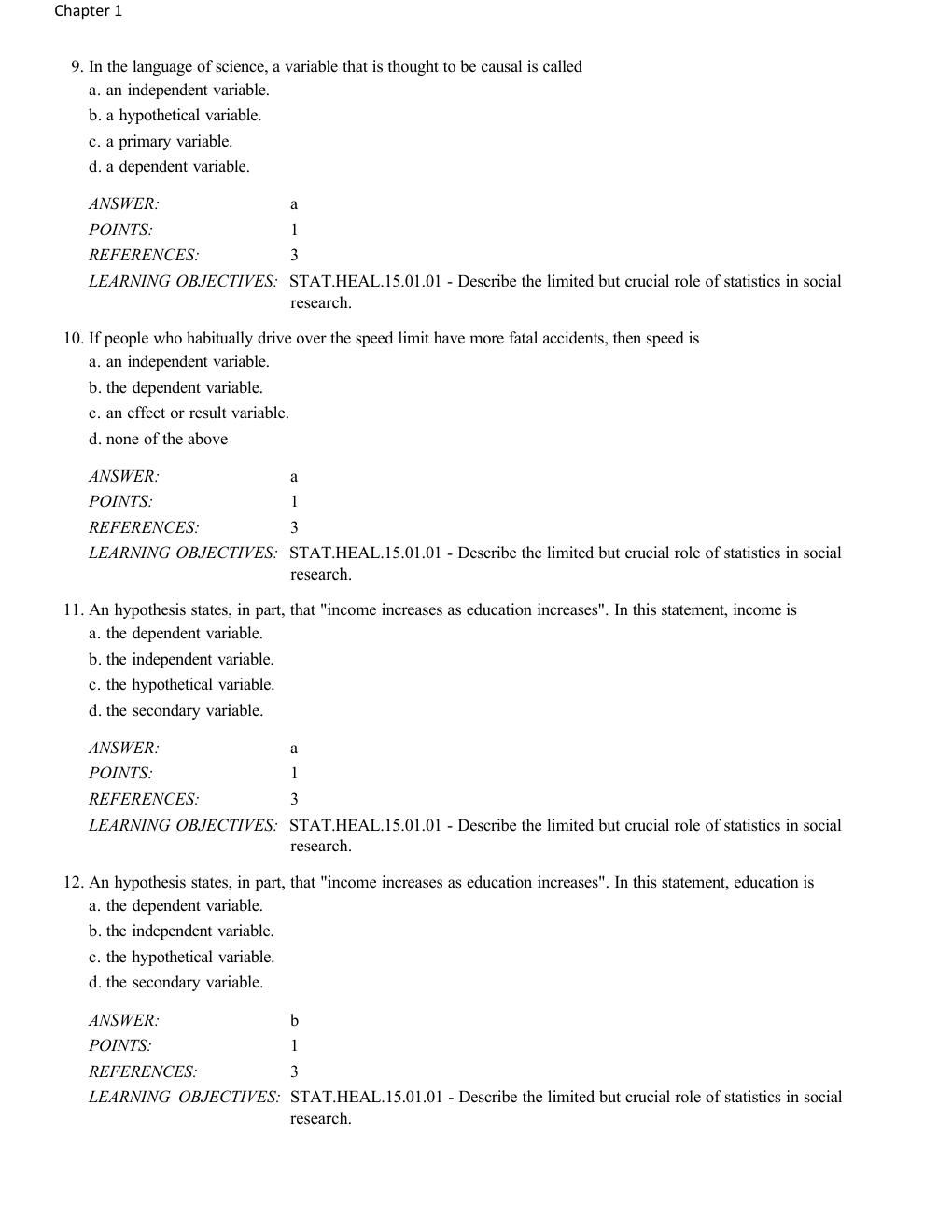 Preview page 7 of Test Bank Statistics A Tool for Social Research and Data Analysis 10th Edition By Joseph Healey