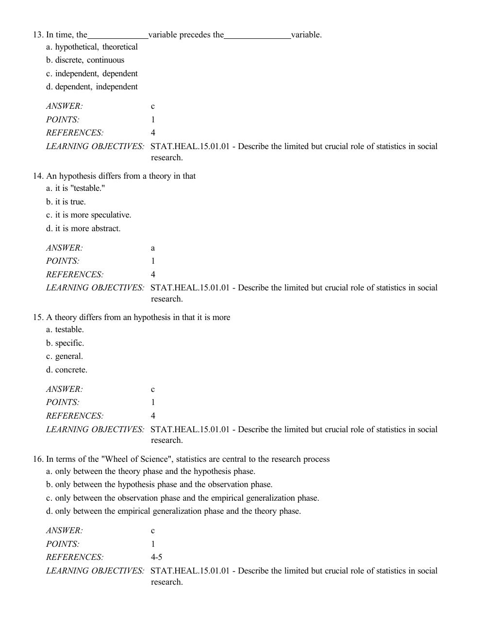 Preview page 8 of Test Bank Statistics A Tool for Social Research and Data Analysis 10th Edition By Joseph Healey