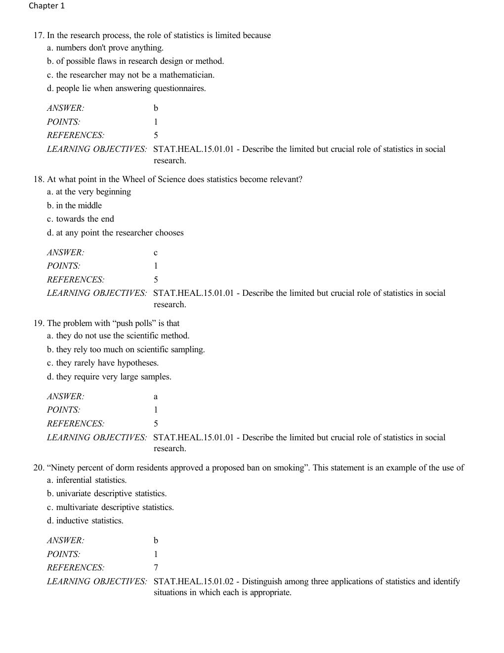 Preview page 9 of Test Bank Statistics A Tool for Social Research and Data Analysis 10th Edition By Joseph Healey
