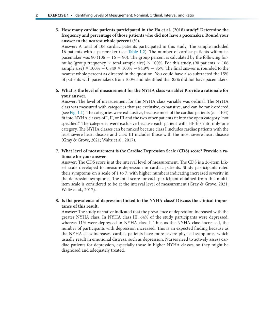 Preview page 4 of Exercises Answer Key Statistics for Nursing Research A Workbook for Evidence-Based Practice 4th Edition By Susan Grove,