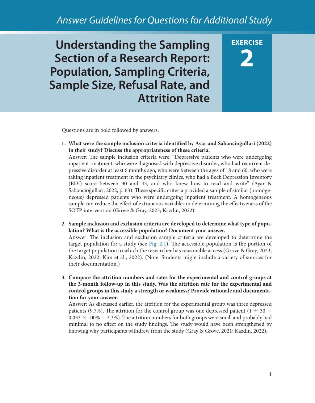 Preview page 6 of Exercises Answer Key Statistics for Nursing Research A Workbook for Evidence-Based Practice 4th Edition By Susan Grove,