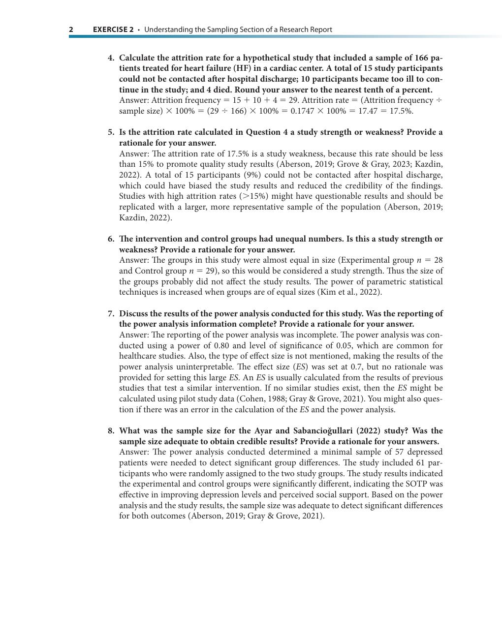 Preview page 7 of Exercises Answer Key Statistics for Nursing Research A Workbook for Evidence-Based Practice 4th Edition By Susan Grove,