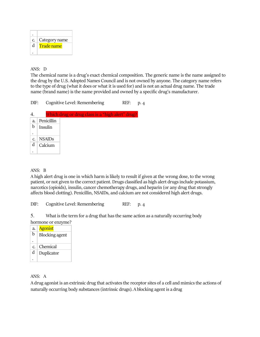 Preview page 3 of Test Bank for Understanding Pharmacology Essentials for Medication Safety 3rd Edition by M. Linda Workman & LaCharity