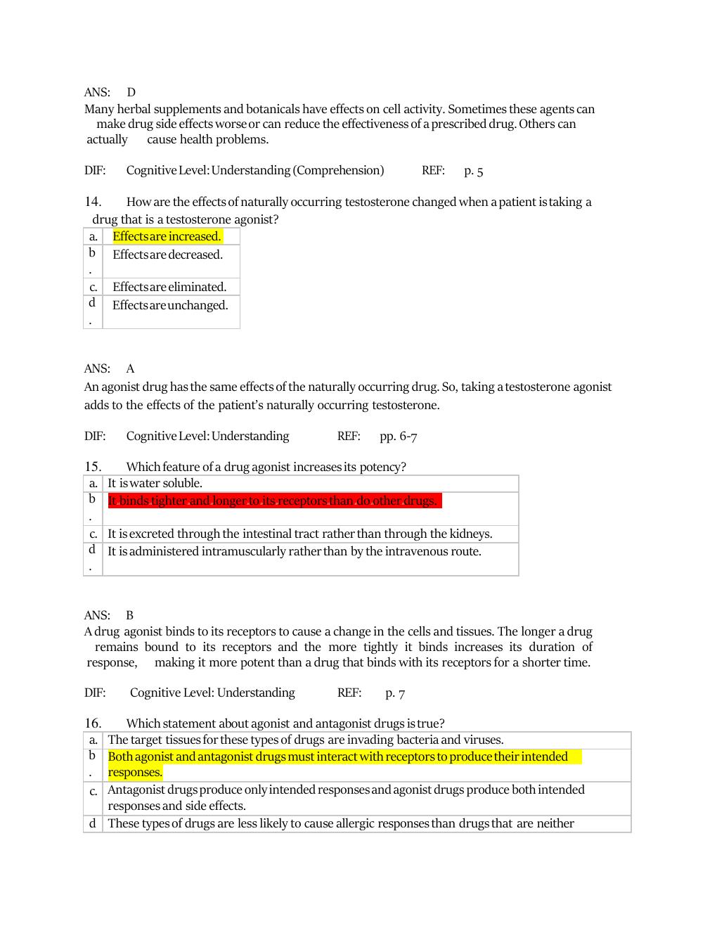 Preview page 7 of Test Bank for Understanding Pharmacology Essentials for Medication Safety 3rd Edition by M. Linda Workman & LaCharity