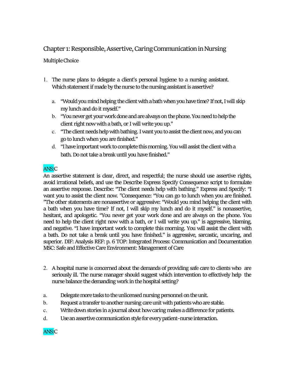Preview page 3 of TEST BANK Communication in Nursing 8th Edition Julia Balzer Riley All Chapters 1-30