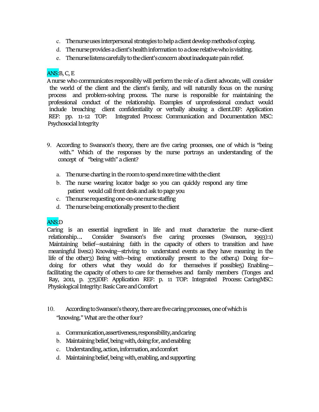 Preview page 8 of TEST BANK Communication in Nursing 8th Edition Julia Balzer Riley All Chapters 1-30