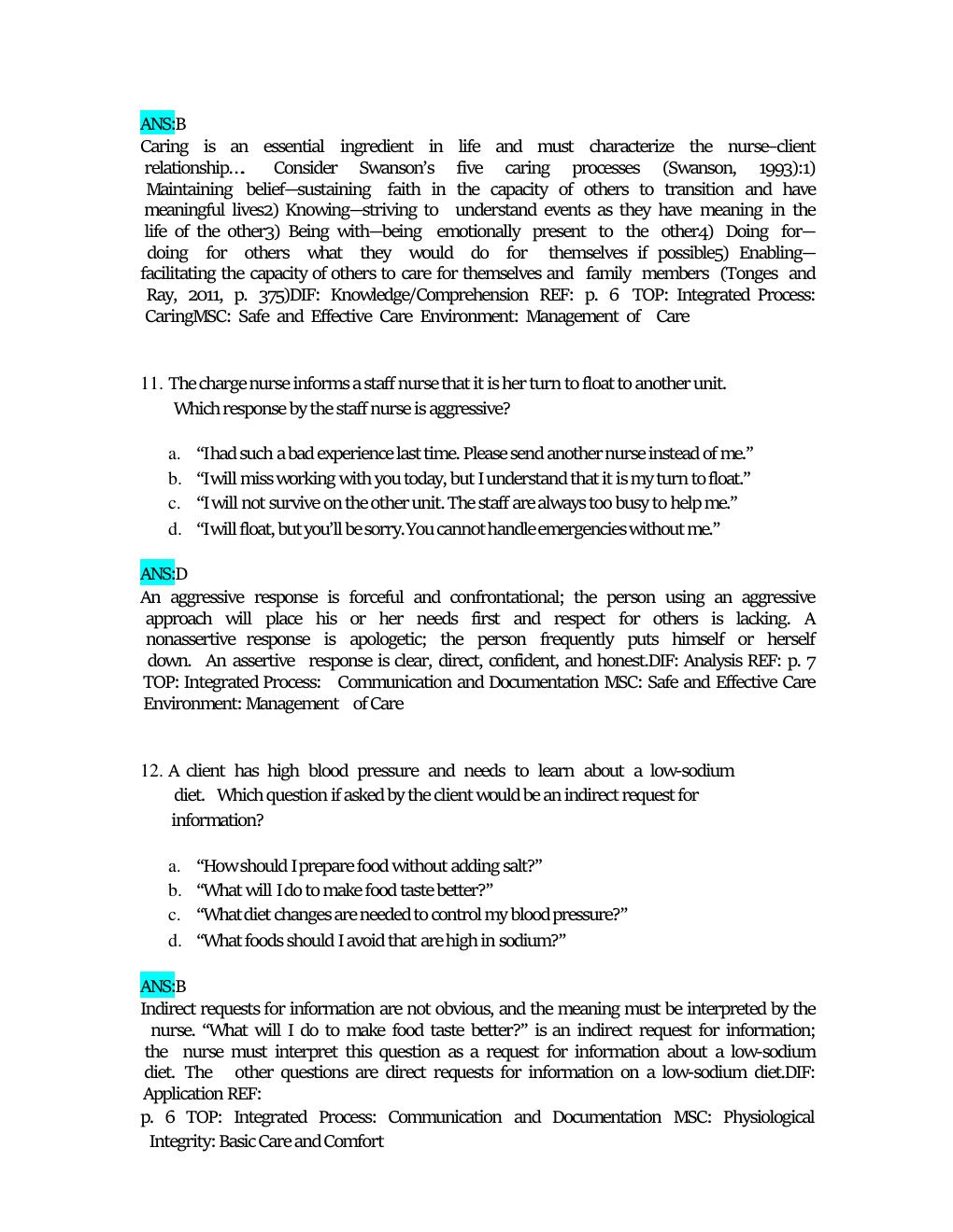 Preview page 9 of TEST BANK Communication in Nursing 8th Edition Julia Balzer Riley All Chapters 1-30