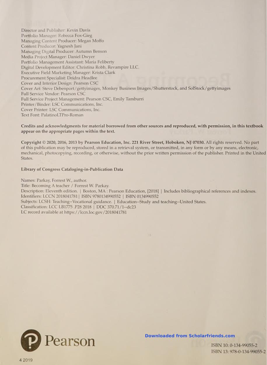 Preview page 3 of eBook Scan [PDF] Becoming a Teacher 11th Edition By Forrest Parkay