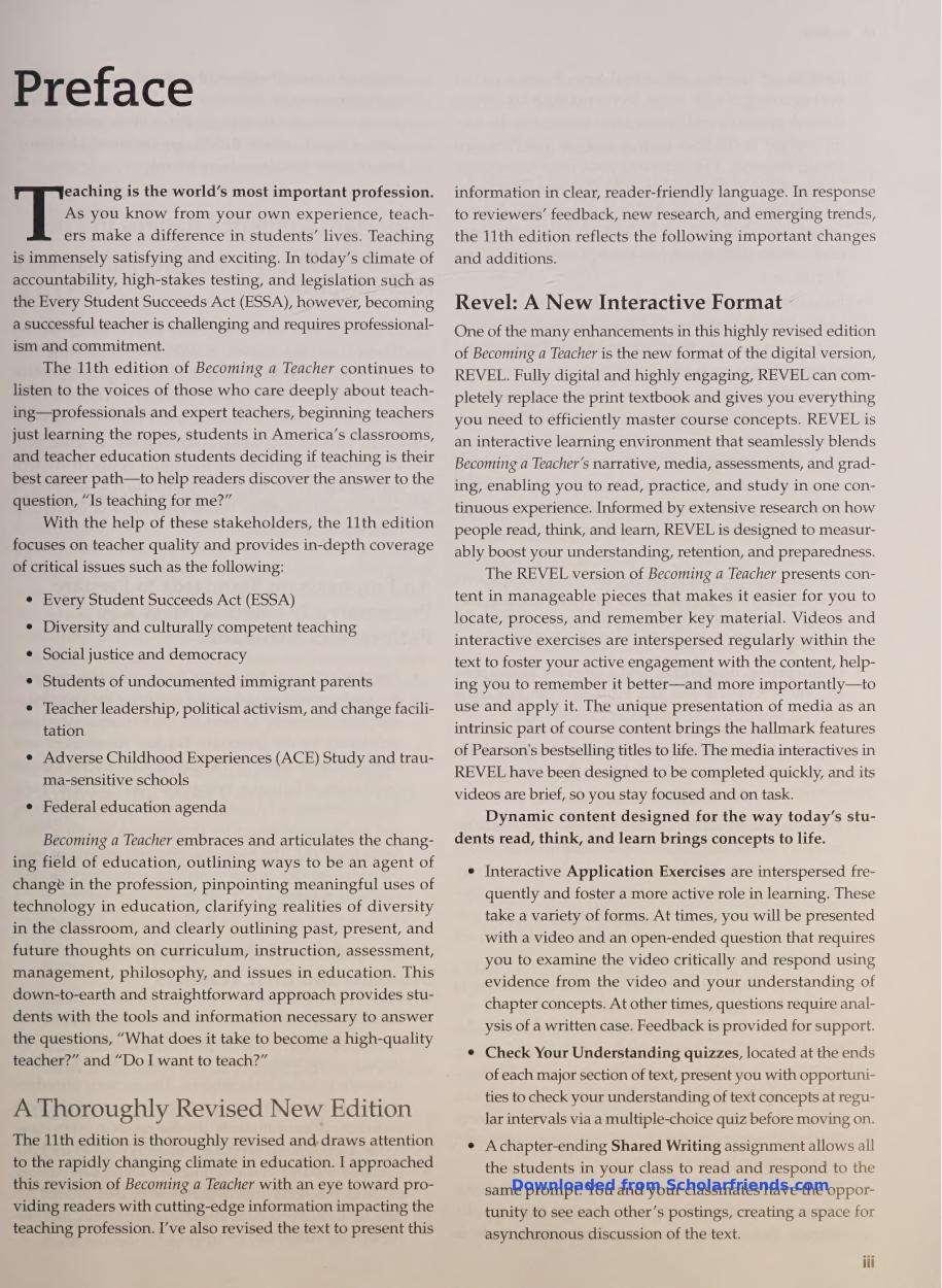 Preview page 4 of eBook Scan [PDF] Becoming a Teacher 11th Edition By Forrest Parkay