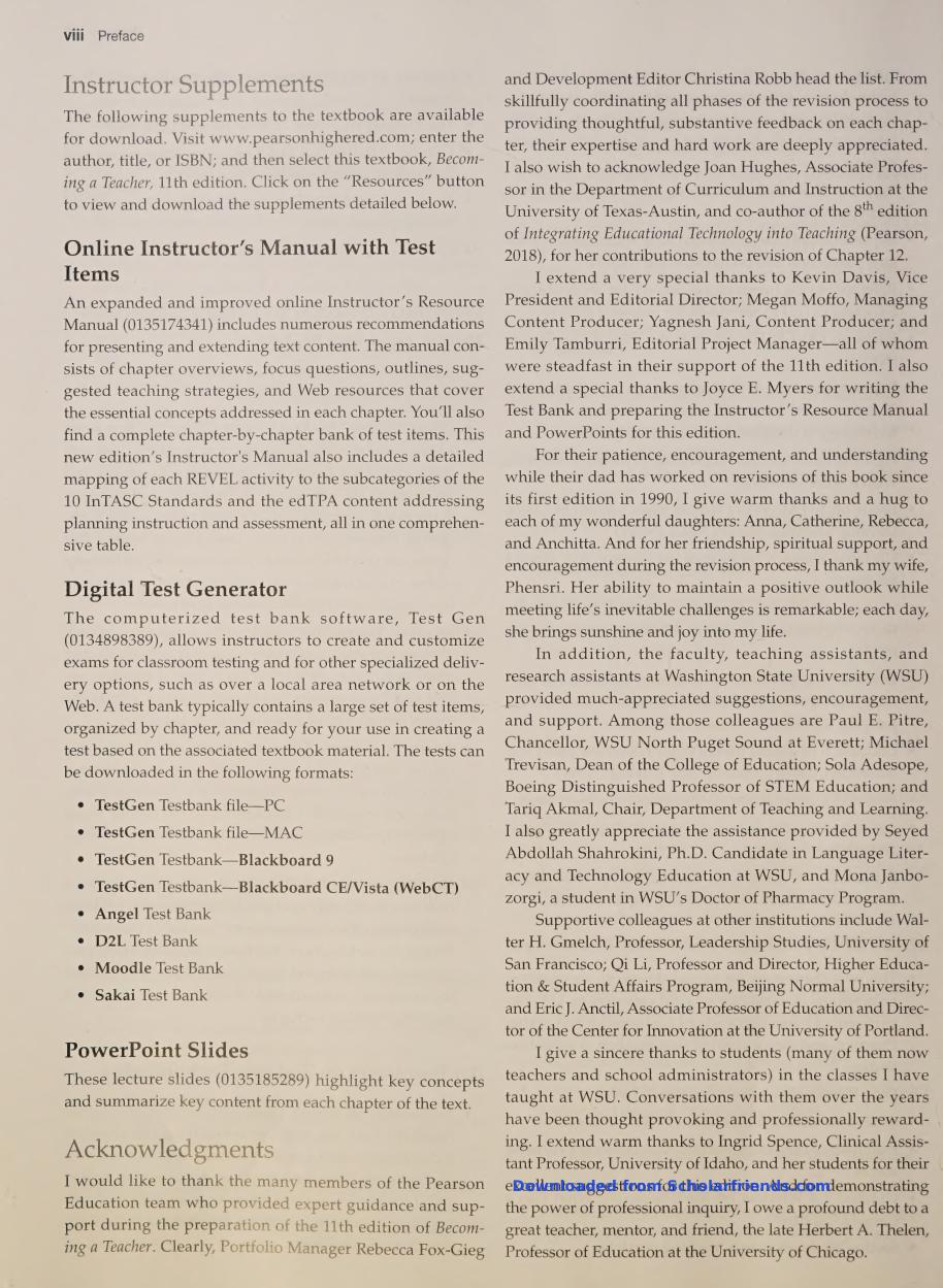Preview page 9 of eBook Scan [PDF] Becoming a Teacher 11th Edition By Forrest Parkay