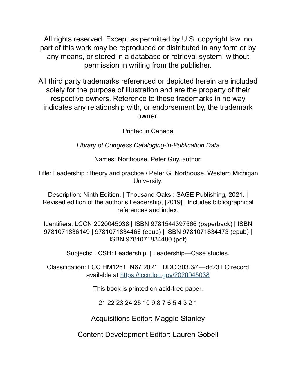 Preview page 9 of Leadership: Theory and Practice 9th Edition by Peter G. Northouse