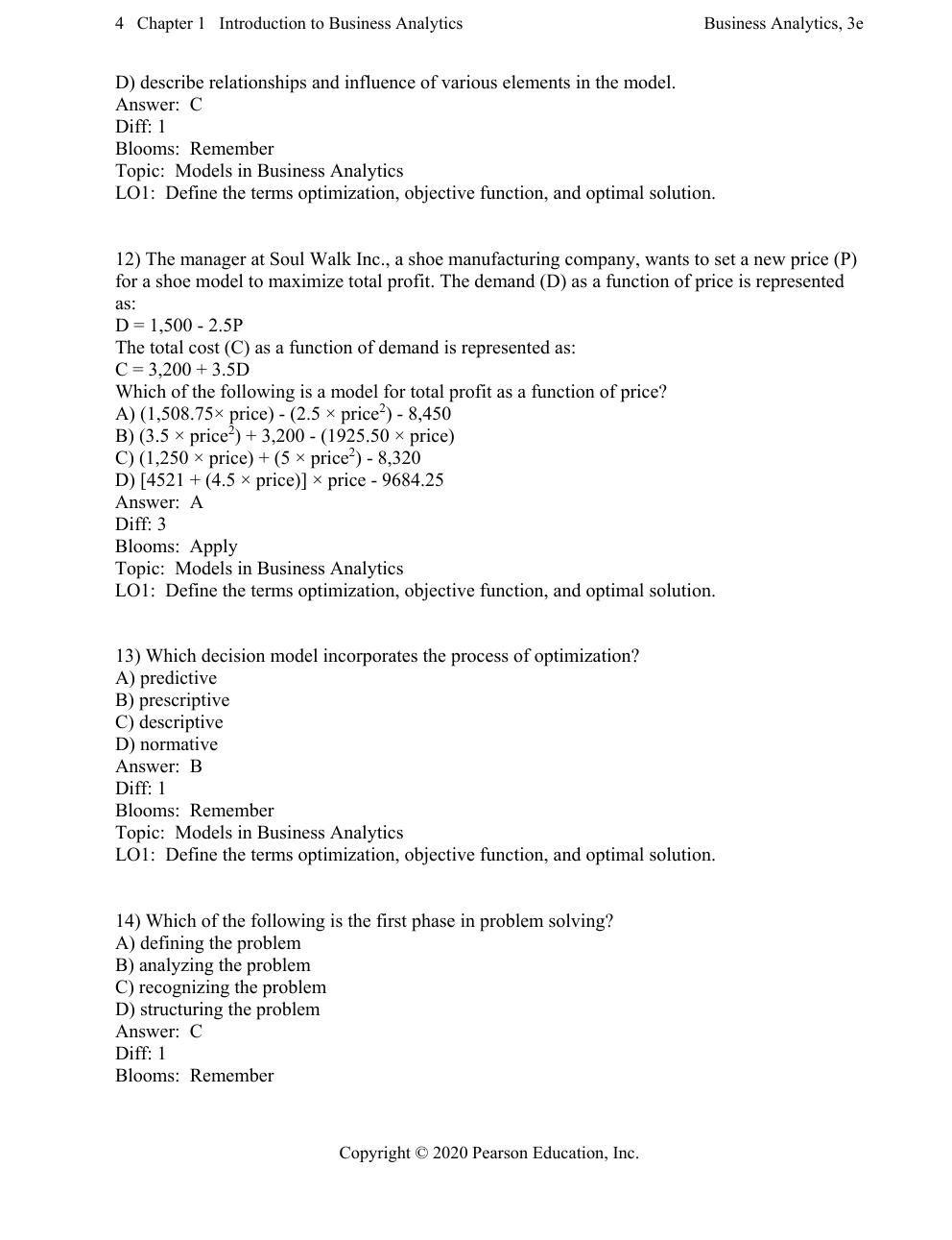 Preview page 5 of Test Bank for Business Analytics, 3rd Edition by James Evans (All Chapters)