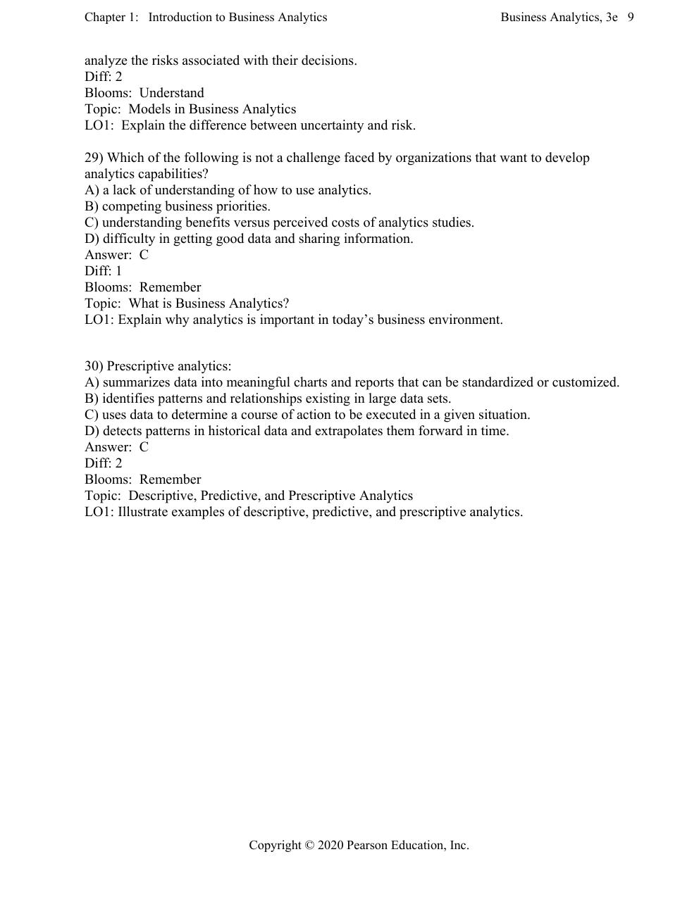 Preview page 10 of Test Bank for Business Analytics, 3rd Edition by James Evans (All Chapters)