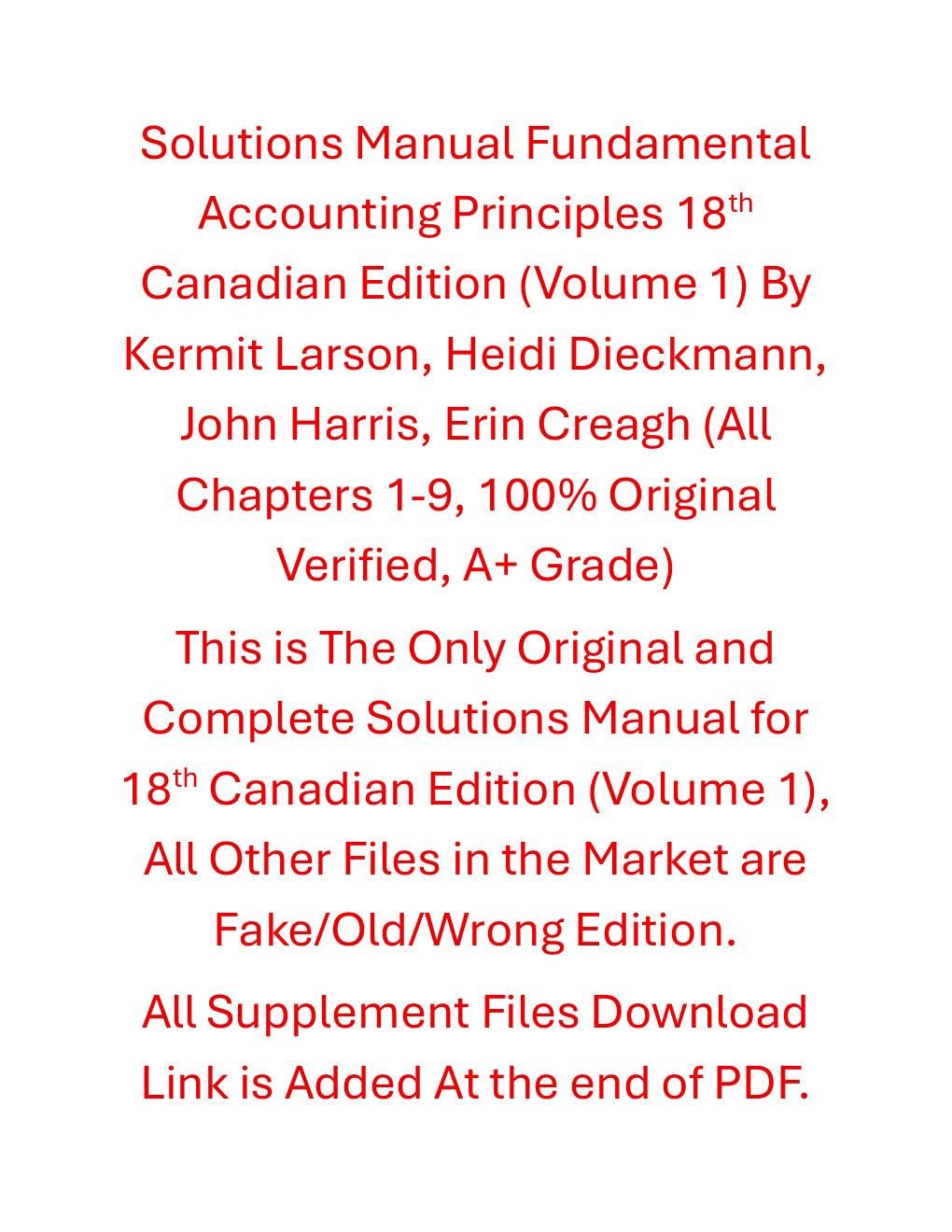Preview page 2 of Solutions Manual Fundamental Accounting Principles (Volume 1) 18th Canadian Edition By Kermit Larson, Heidi Dieckmann, J
