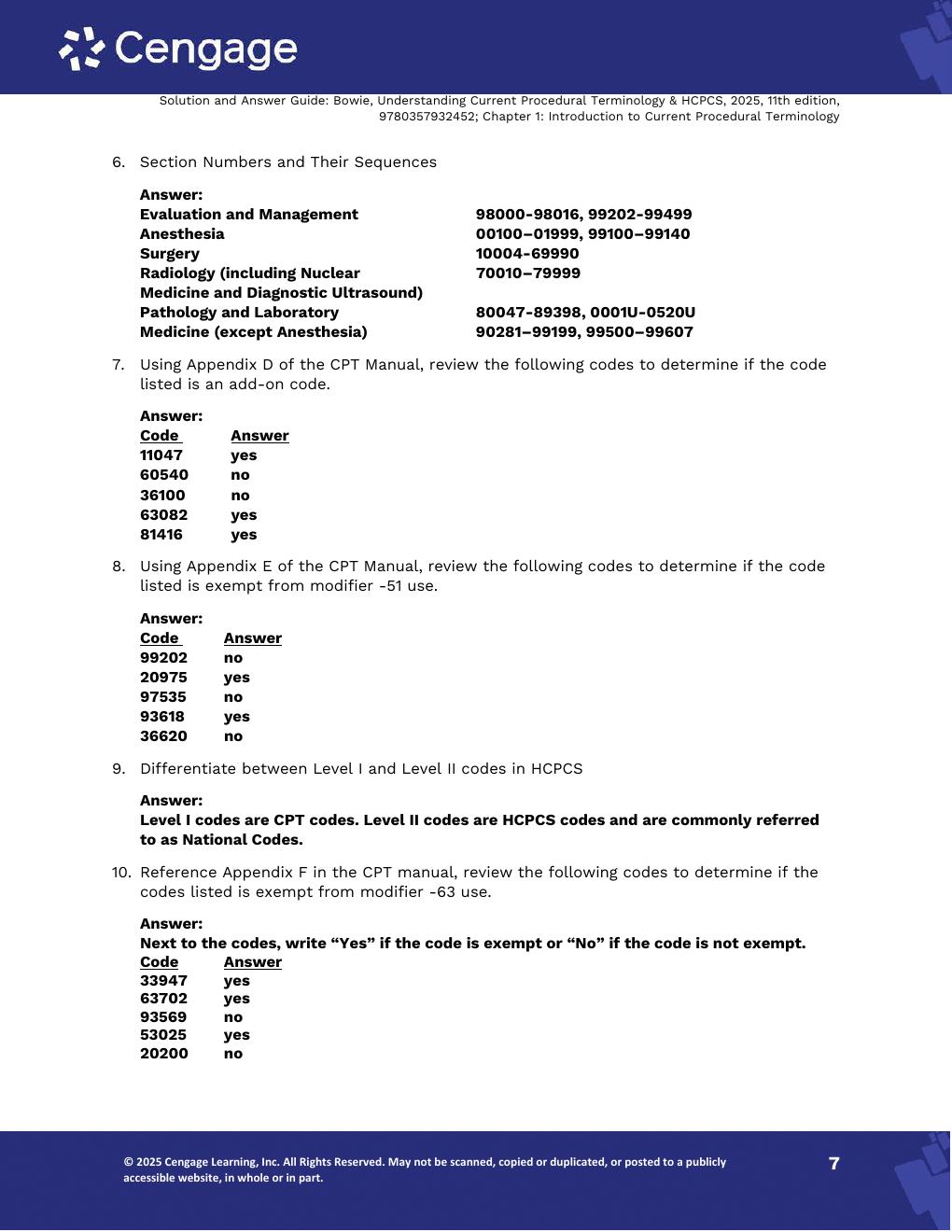 Preview page 6 of Solutions Manual Understanding Current Procedural Terminology and HCPCS Coding Systems 2025, 12th Edition By Mary Jo Bow