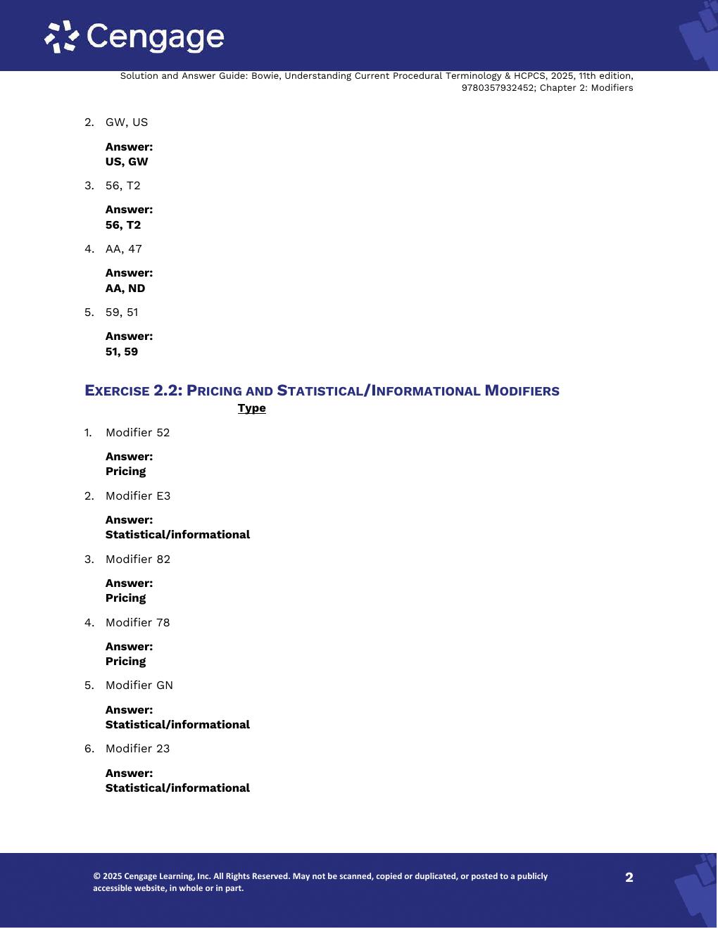 Preview page 8 of Solutions Manual Understanding Current Procedural Terminology and HCPCS Coding Systems 2025, 12th Edition By Mary Jo Bow