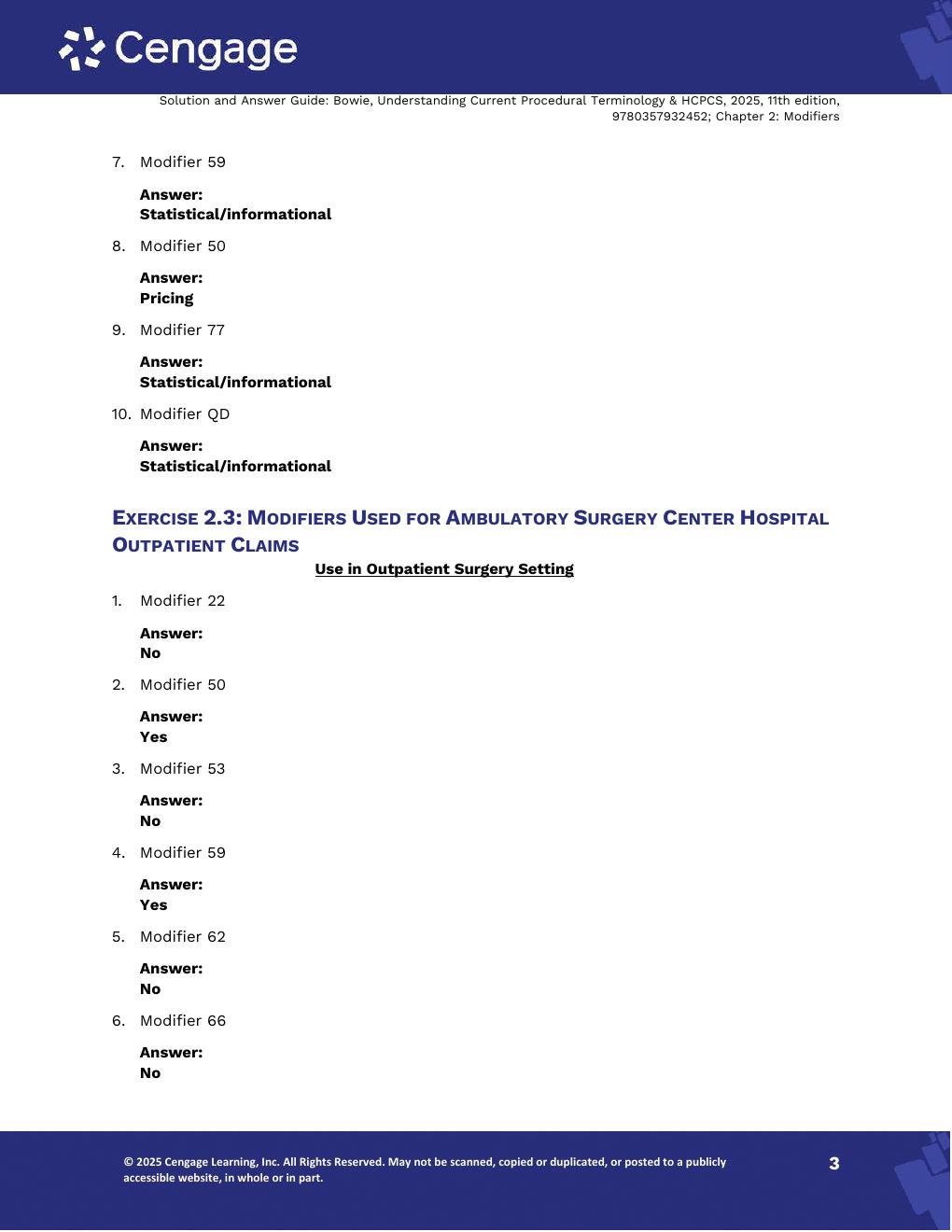 Preview page 9 of Solutions Manual Understanding Current Procedural Terminology and HCPCS Coding Systems 2025, 12th Edition By Mary Jo Bow
