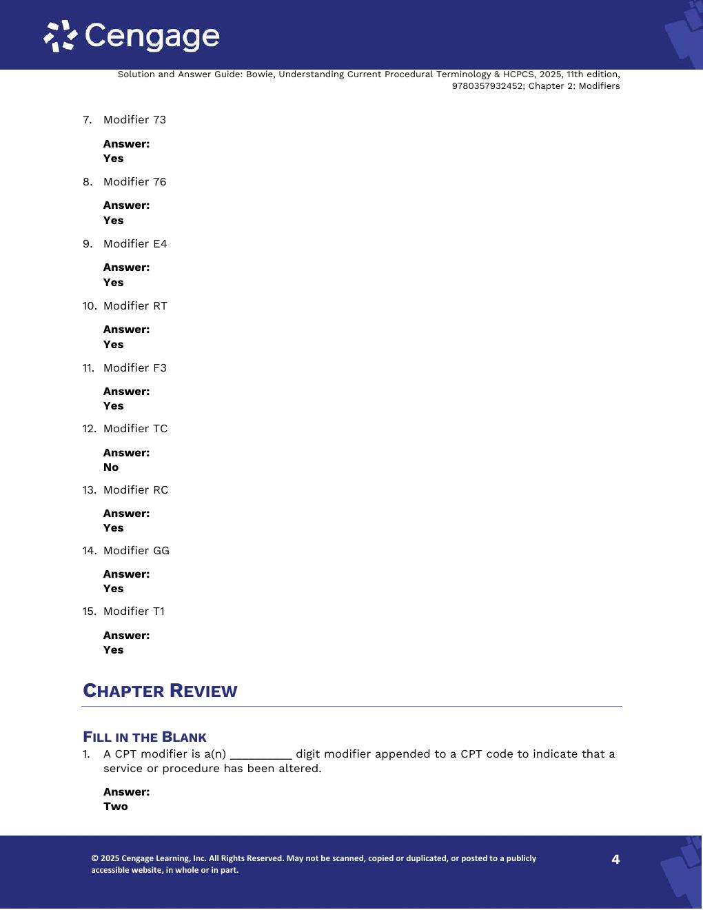 Preview page 10 of Solutions Manual Understanding Current Procedural Terminology and HCPCS Coding Systems 2025, 12th Edition By Mary Jo Bow