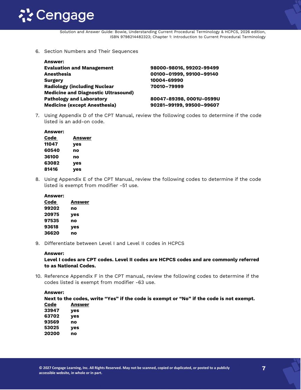 Preview page 9 of Solutions Manual Understanding Current Procedural Terminology and HCPCS Coding Systems 2026, 13th Edition By Mary Jo Bow