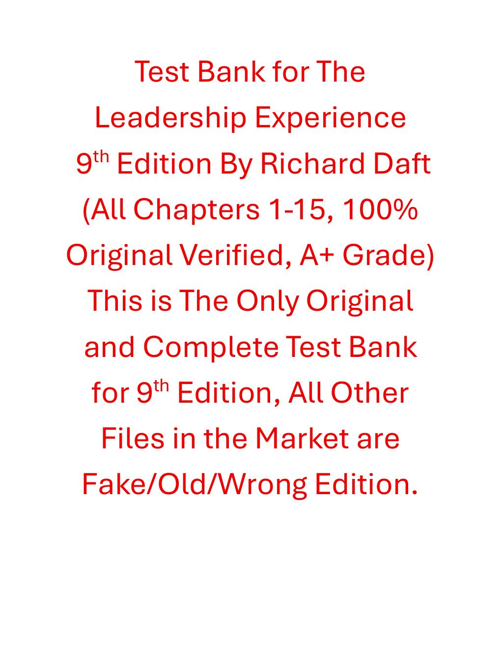 Preview page 2 of Test Bank The Leadership Experience 9th Edition By Richard Daft