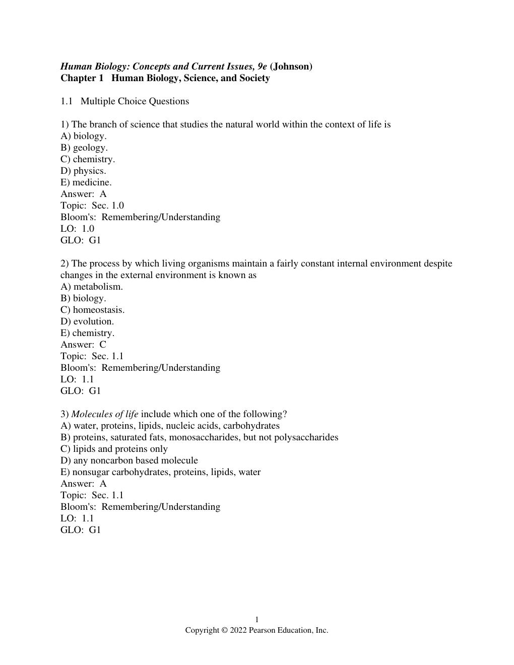 Preview page 3 of Test Bank Human Biology Concepts and Current Issues 9th Edition By Michael Johnson, Suzanne Long