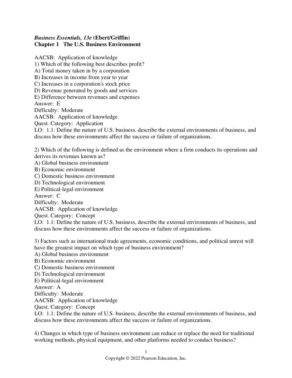 Preview page 3 of Test Bank For Business Essentials 13th Edition By Ronald Ebert, Ricky Griffi