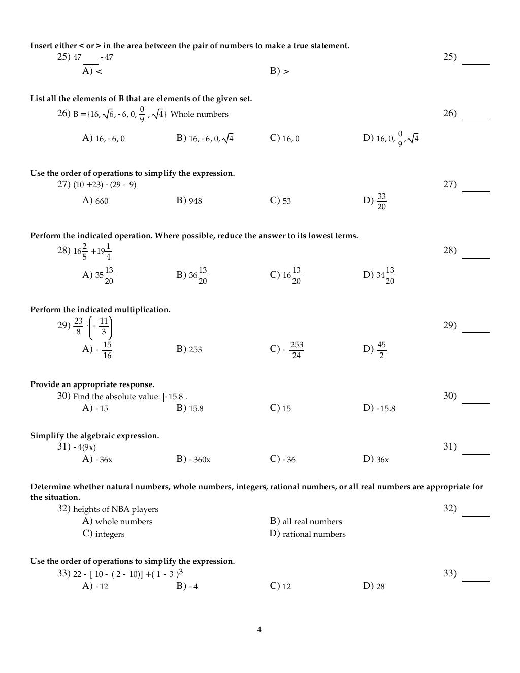 Preview page 6 of Test Bank For Introductory and Intermediate Algebra for College Students 6th Edition By Robert Blitzer