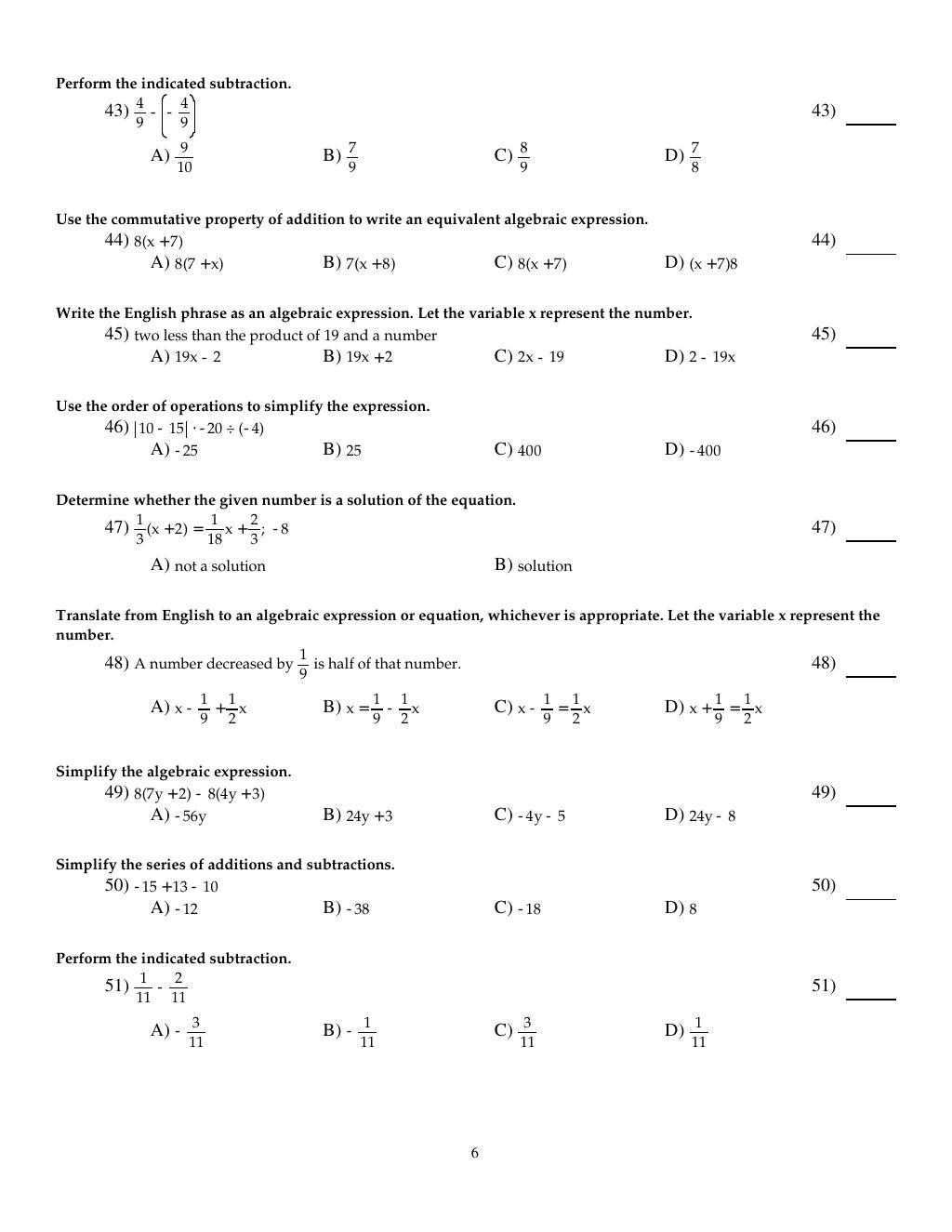 Preview page 8 of Test Bank For Introductory and Intermediate Algebra for College Students 6th Edition By Robert Blitzer