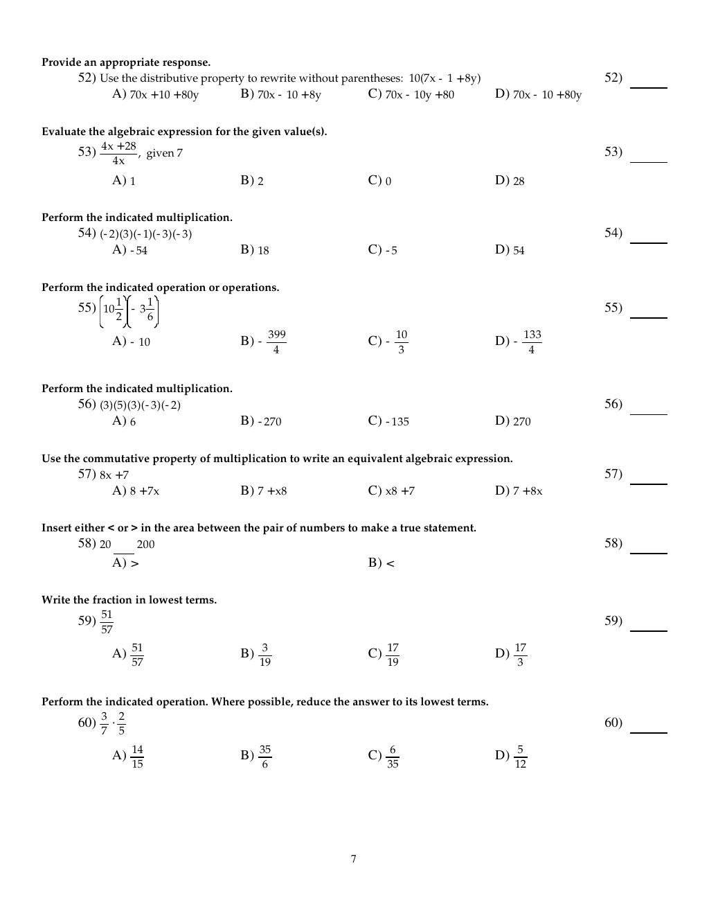 Preview page 9 of Test Bank For Introductory and Intermediate Algebra for College Students 6th Edition By Robert Blitzer