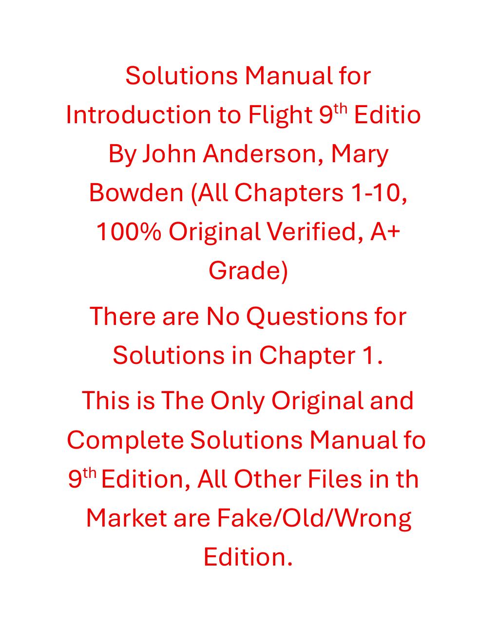 Preview page 2 of Solutions Manual Introduction to Flight 9th Edition By John Anderson, Mary Bowden