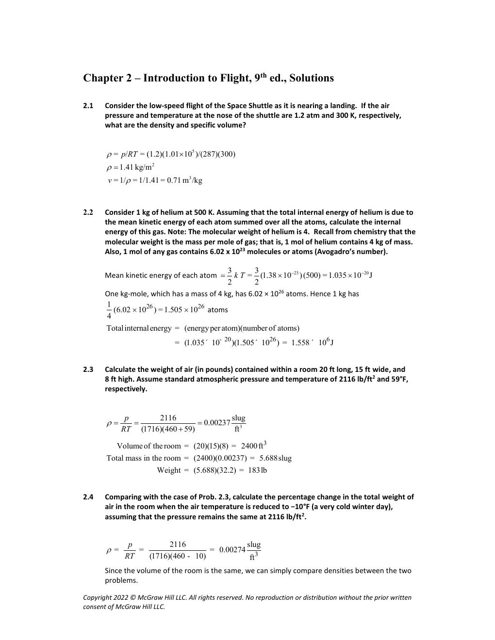 Preview page 3 of Solutions Manual Introduction to Flight 9th Edition By John Anderson, Mary Bowden