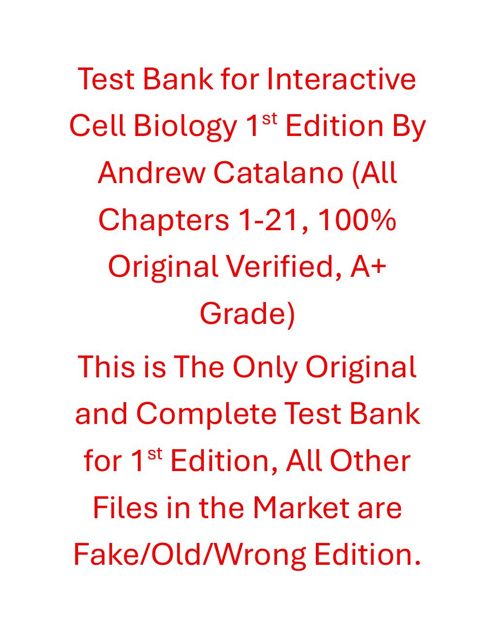 Preview page 2 of Test Bank Interactive Cell Biology 1st Edition By Andrew Catalano