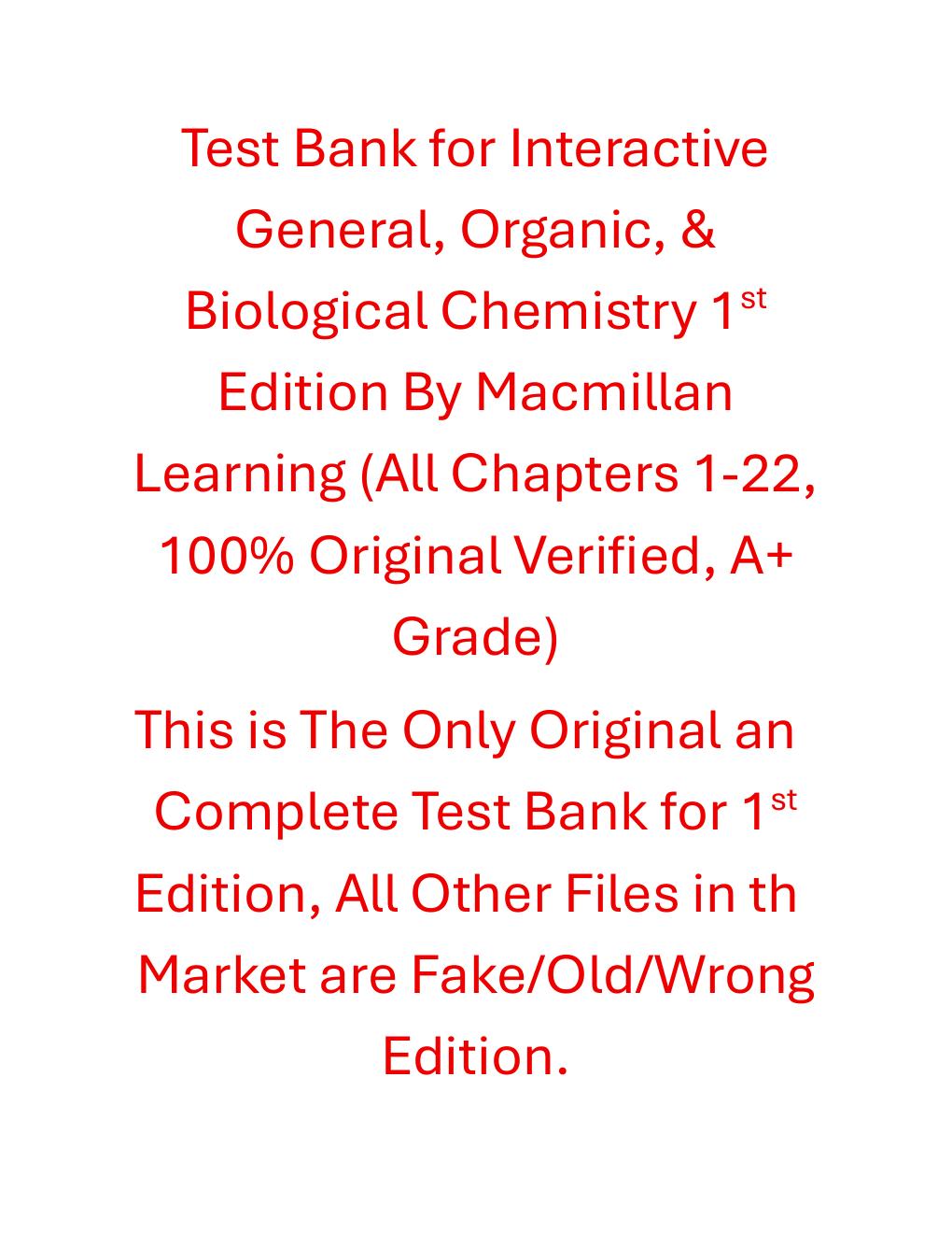 Preview page 2 of Test Bank Interactive General, Organic, & Biological Chemistry 1st Edition By Macmillan Learning