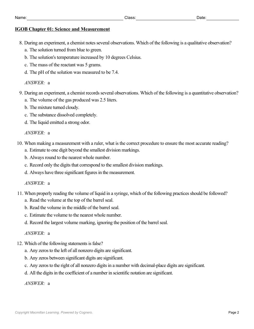Preview page 4 of Test Bank Interactive General, Organic, & Biological Chemistry 1st Edition By Macmillan Learning