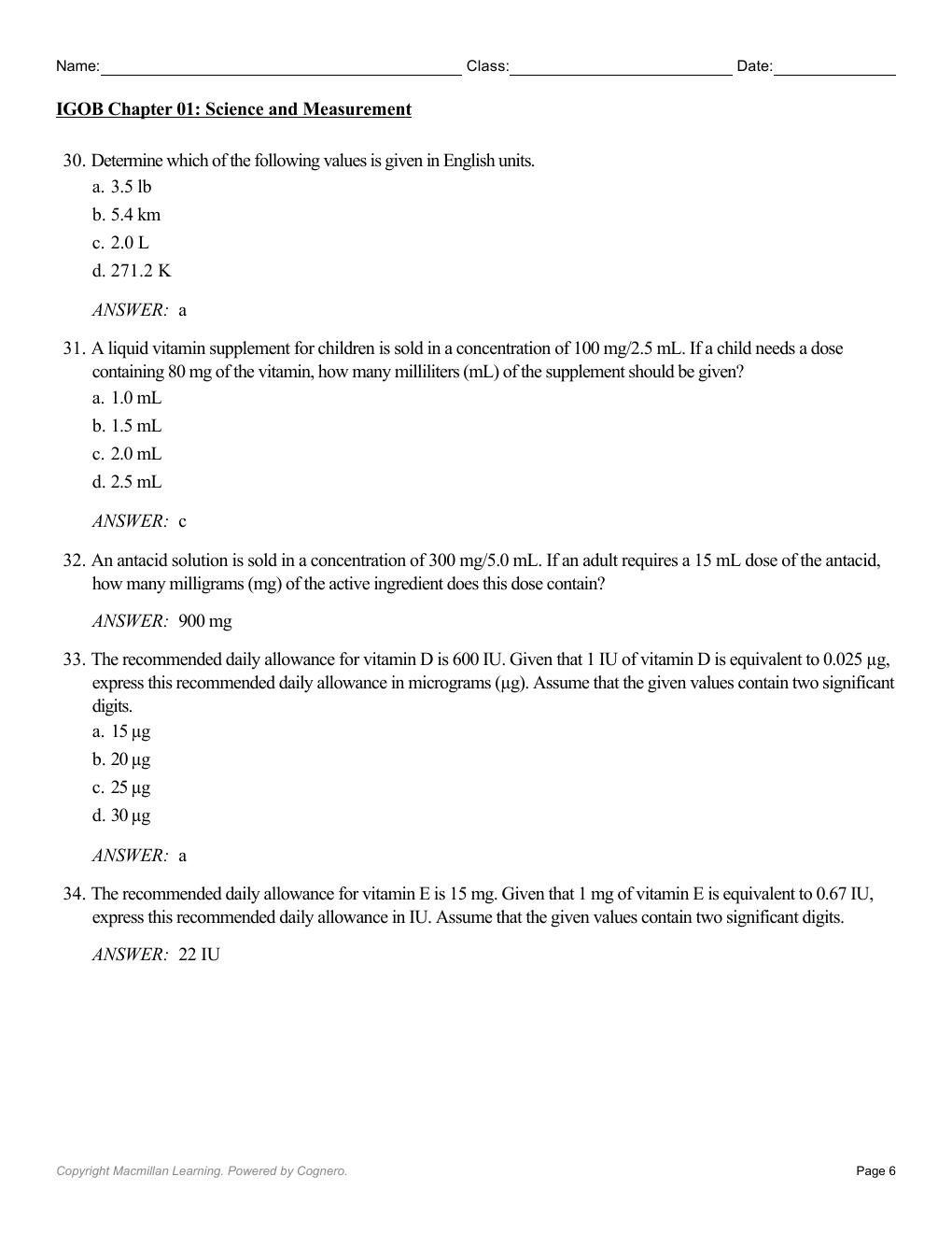 Preview page 8 of Test Bank Interactive General, Organic, & Biological Chemistry 1st Edition By Macmillan Learning